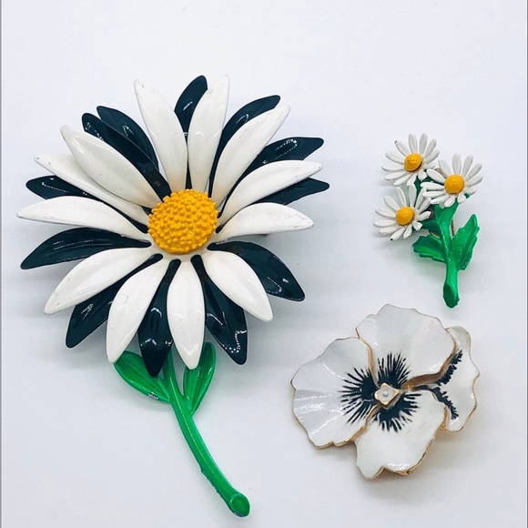 Vintage mod brooch flowers - Picture 1 of 7
